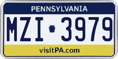 PA license plate MZI3979