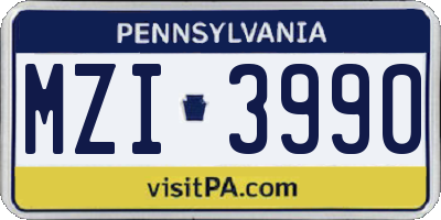 PA license plate MZI3990