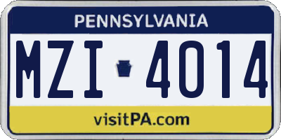 PA license plate MZI4014