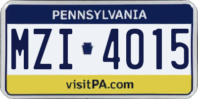 PA license plate MZI4015
