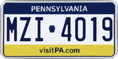 PA license plate MZI4019