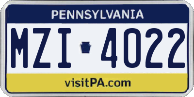 PA license plate MZI4022