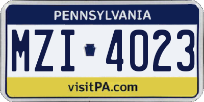 PA license plate MZI4023