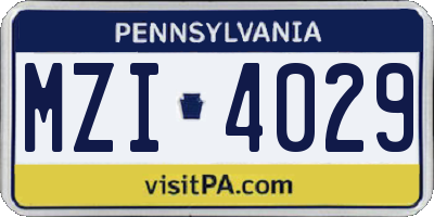 PA license plate MZI4029