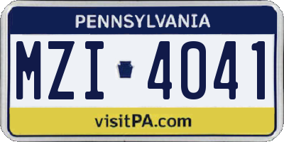 PA license plate MZI4041