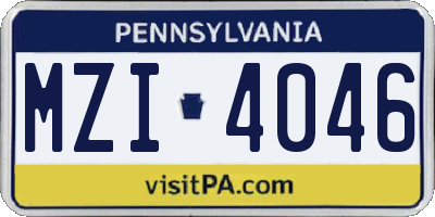 PA license plate MZI4046