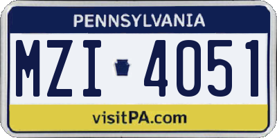PA license plate MZI4051