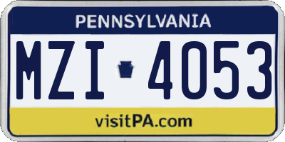 PA license plate MZI4053