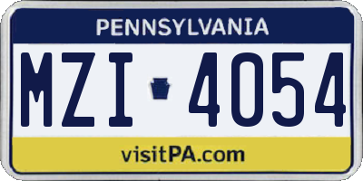 PA license plate MZI4054