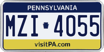 PA license plate MZI4055