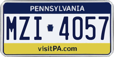 PA license plate MZI4057