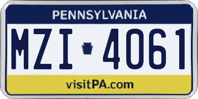 PA license plate MZI4061