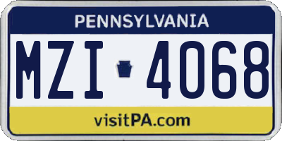 PA license plate MZI4068