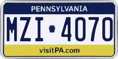 PA license plate MZI4070