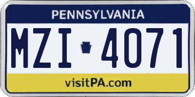 PA license plate MZI4071