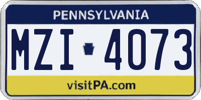 PA license plate MZI4073