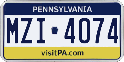 PA license plate MZI4074