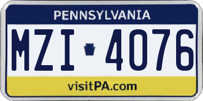 PA license plate MZI4076