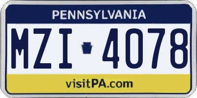 PA license plate MZI4078