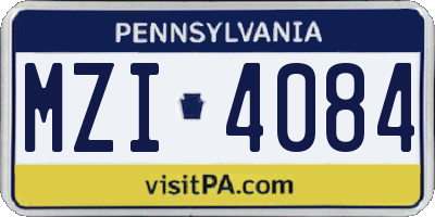 PA license plate MZI4084