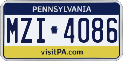 PA license plate MZI4086