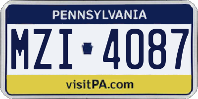 PA license plate MZI4087