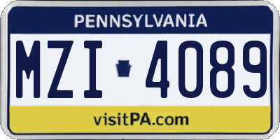PA license plate MZI4089
