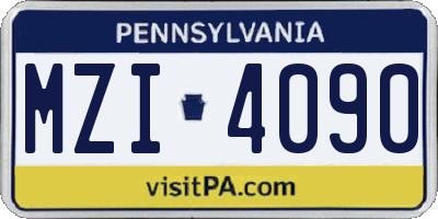 PA license plate MZI4090