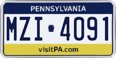 PA license plate MZI4091