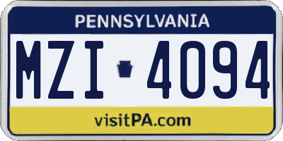PA license plate MZI4094