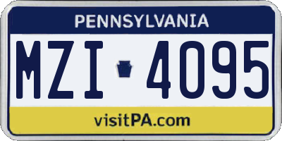 PA license plate MZI4095
