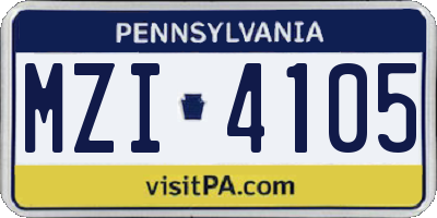 PA license plate MZI4105