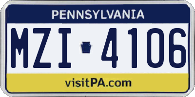 PA license plate MZI4106