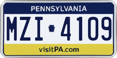 PA license plate MZI4109
