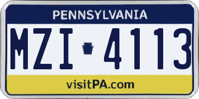 PA license plate MZI4113
