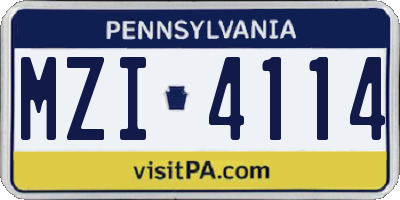 PA license plate MZI4114