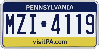 PA license plate MZI4119