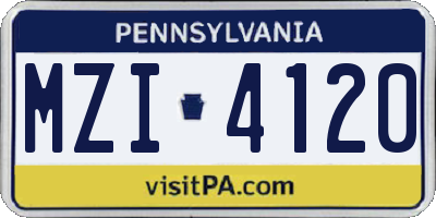 PA license plate MZI4120