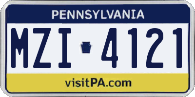 PA license plate MZI4121
