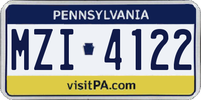PA license plate MZI4122