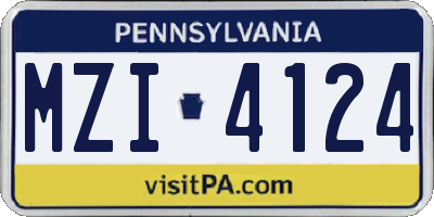 PA license plate MZI4124