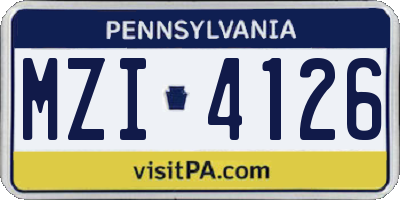 PA license plate MZI4126