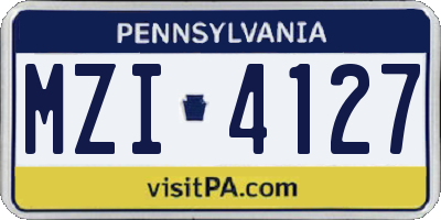 PA license plate MZI4127