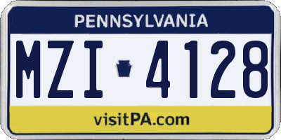 PA license plate MZI4128