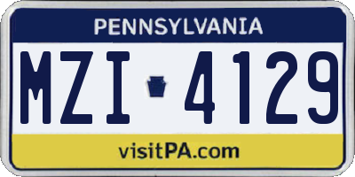 PA license plate MZI4129