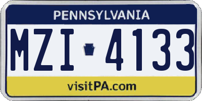 PA license plate MZI4133