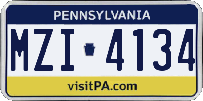 PA license plate MZI4134