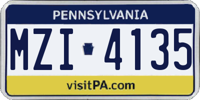 PA license plate MZI4135