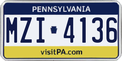 PA license plate MZI4136
