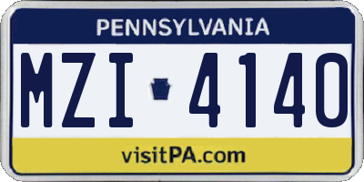 PA license plate MZI4140